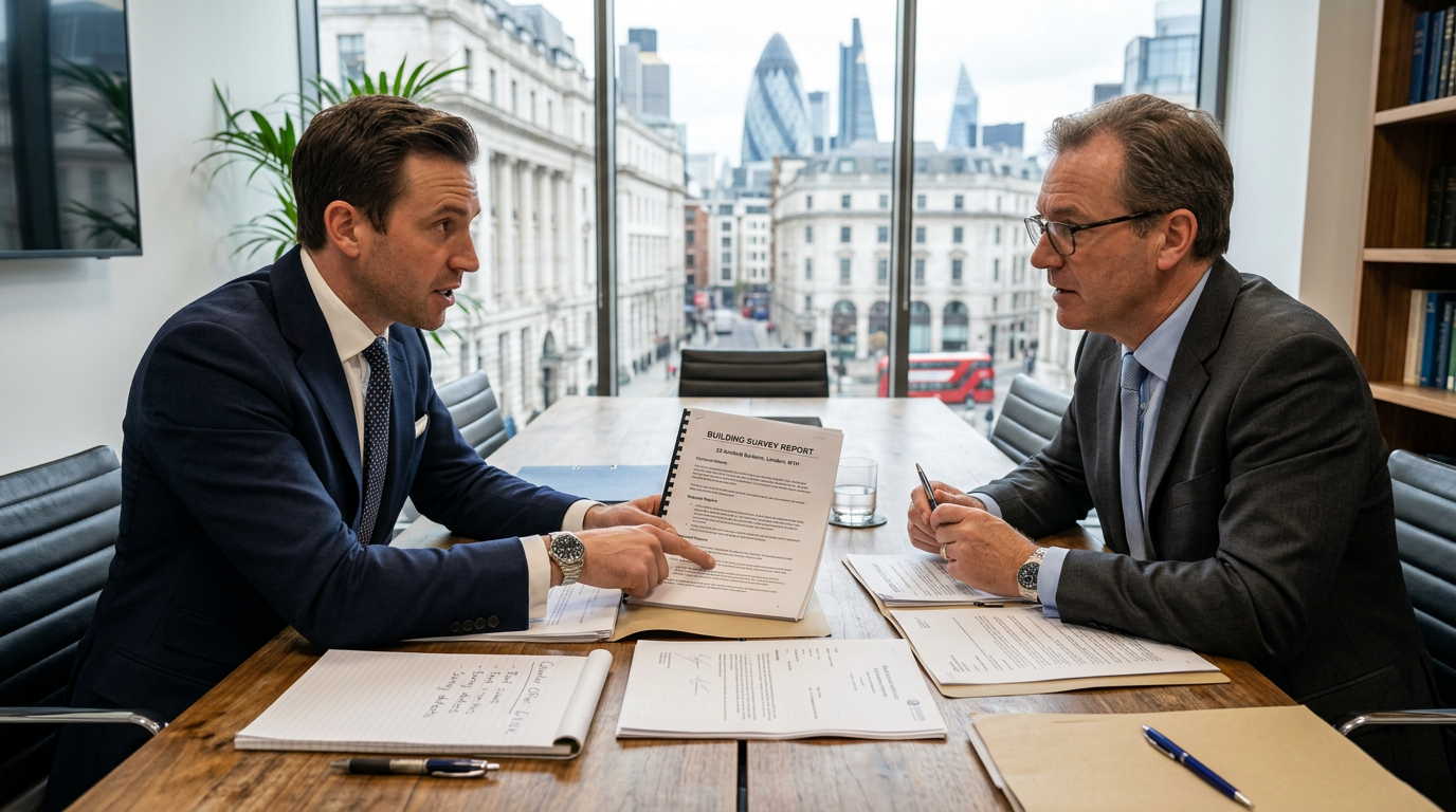 Property buyer and seller negotiating after a building survey report in York